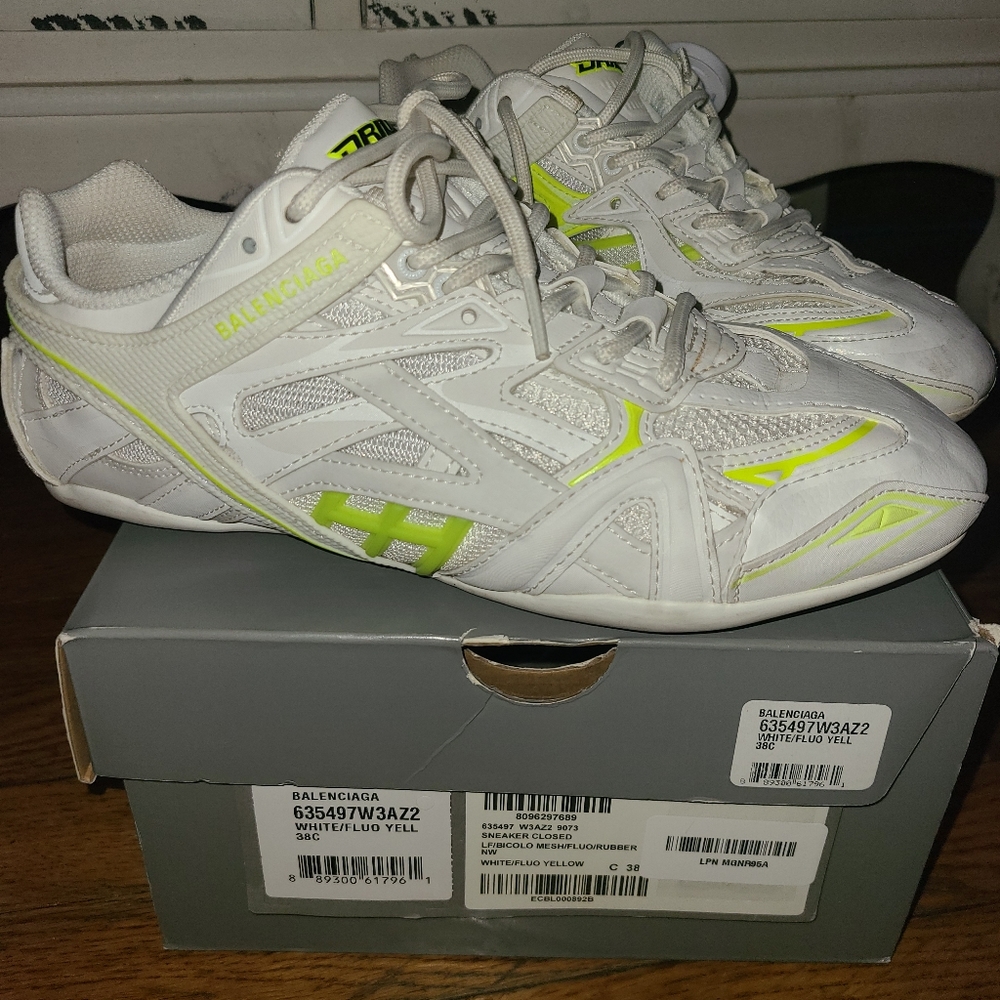 Authentic Balenciaga Drive Sneakers Shoes Yellow White Box Laces Dustbag Include